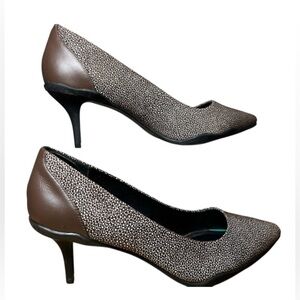 LOGO by Lori Goldstein Elegant Brown White Dotted Speckled Women's Heels Size 8